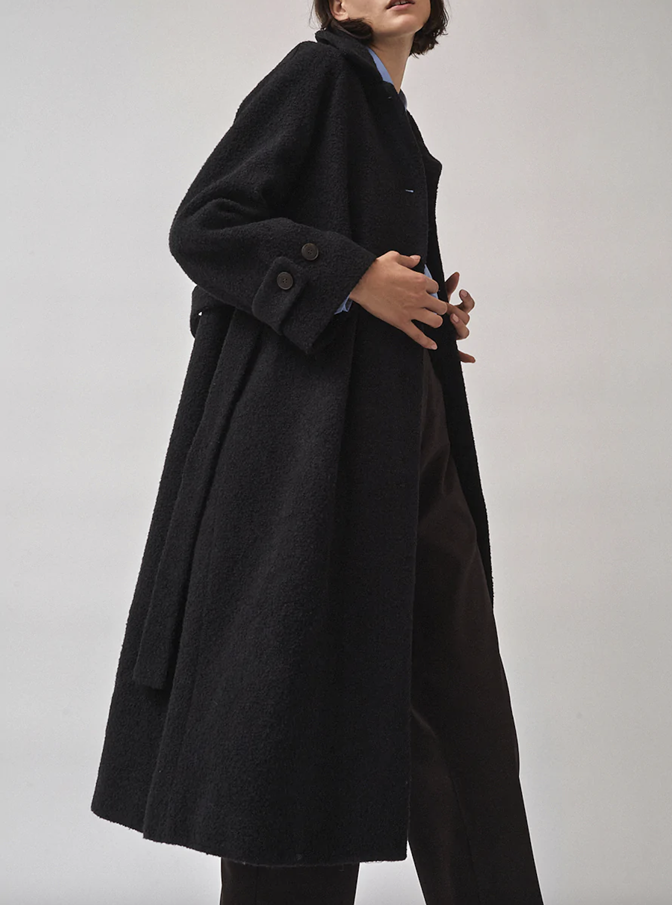 【美品】MARNO Jane coat Navy SINGLE BREASTED LONG COAT - BLACK — MIJEONG PARK - LA based